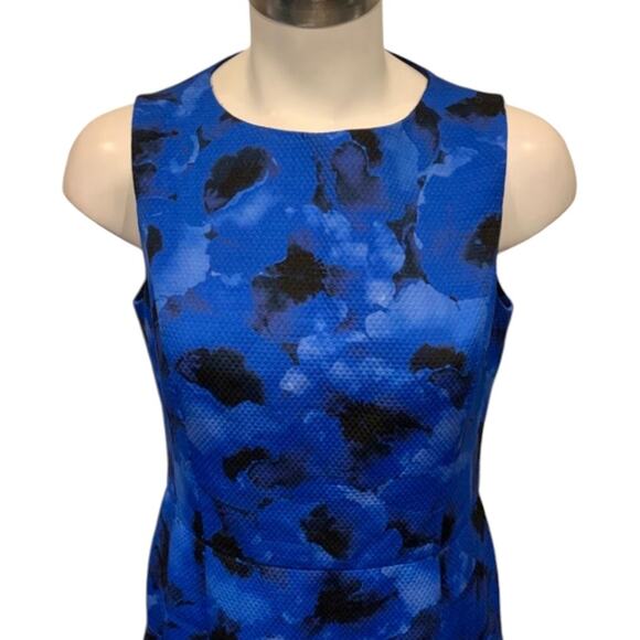 $2,295 MICHAEL KORS COLLECTION Italy Blue Black Floral Designer Dress – Size 14 - Picture 9 of 16